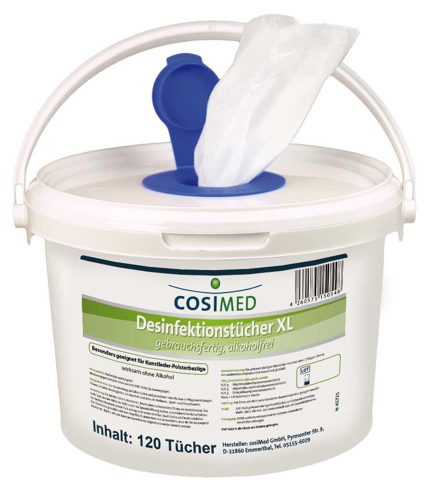CosiMed XL-Desinfektionstücher, alkoholfrei - zur Flächendesinfektion in Spender-Eimer