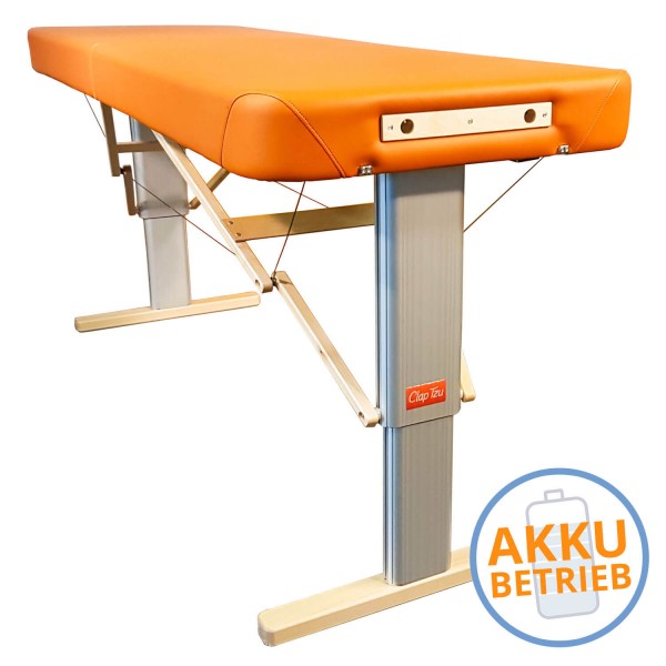 Mobile Massageliege LINEA Physio mit Akkubetrieb - maximal flexibel arbeiten | Bezugsfarbe PISA-orange