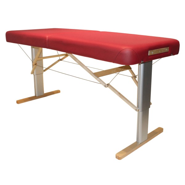 Mobiler Massagetisch LINEA Wellness mit elektrischer Höhenverstellung, breite Liegefläche, komfortable Luxuspolsterung, Farbe PU-vino (rot)